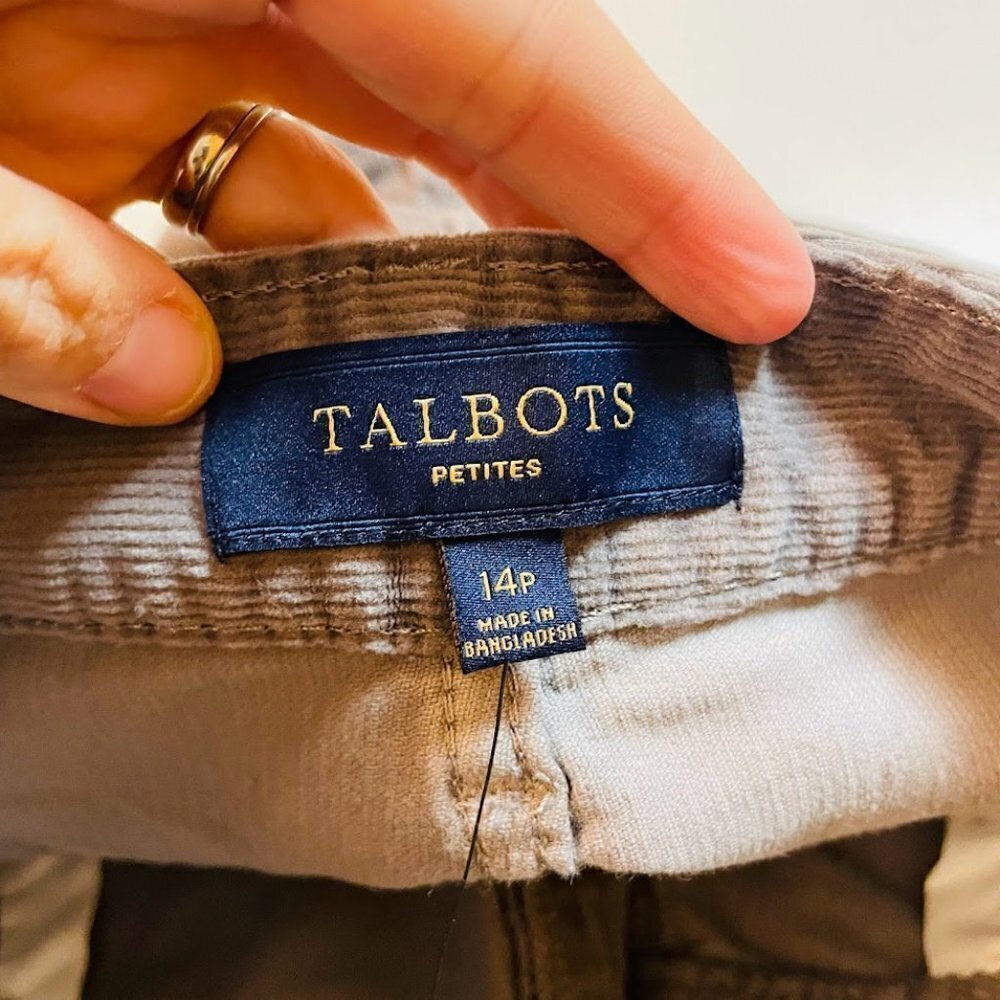 NWT Talbots Pant Trouser Corduroy Heritage Straight Leg Taupe Brown Petite Class - Picture 12 of 14